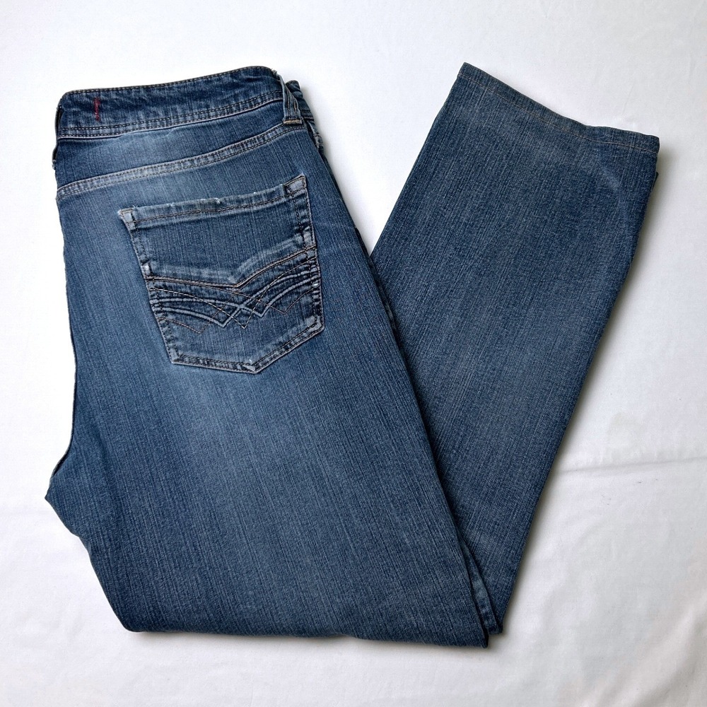 Seven7 Womens Mid Rise Bootcut Jeans Plus Size 18/34 Blue Y2K Western Denim